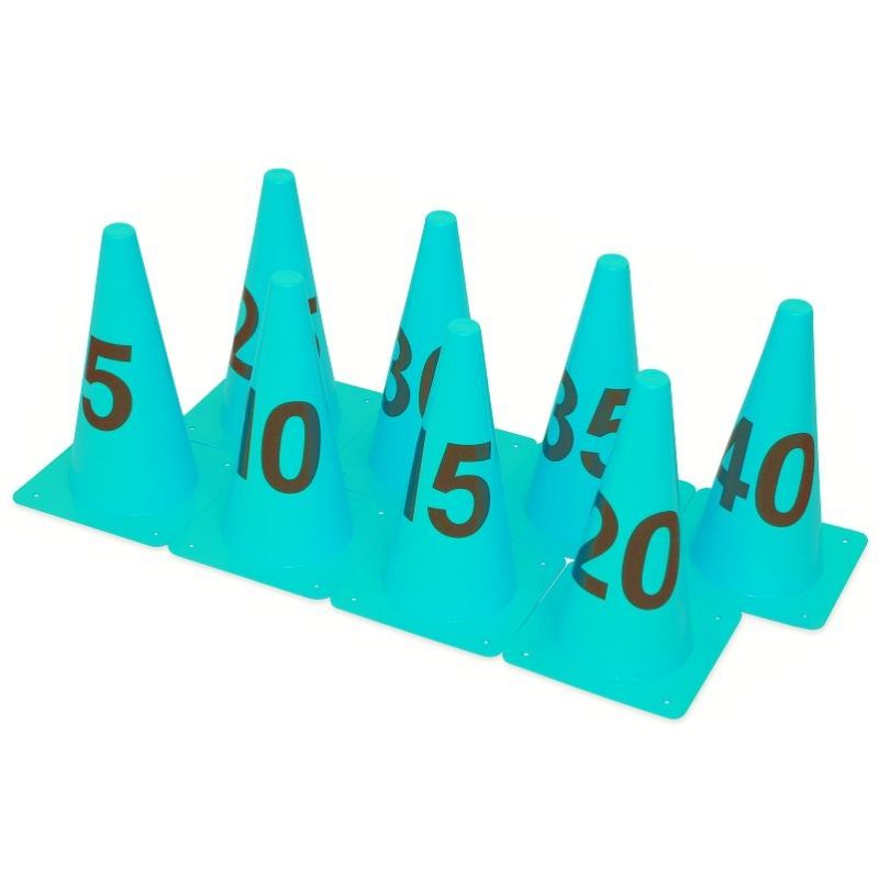 Cones numbered 5 to 40 - height 30cmset of 8 Cones numbered 5 to 40 - height 30cmset of 8