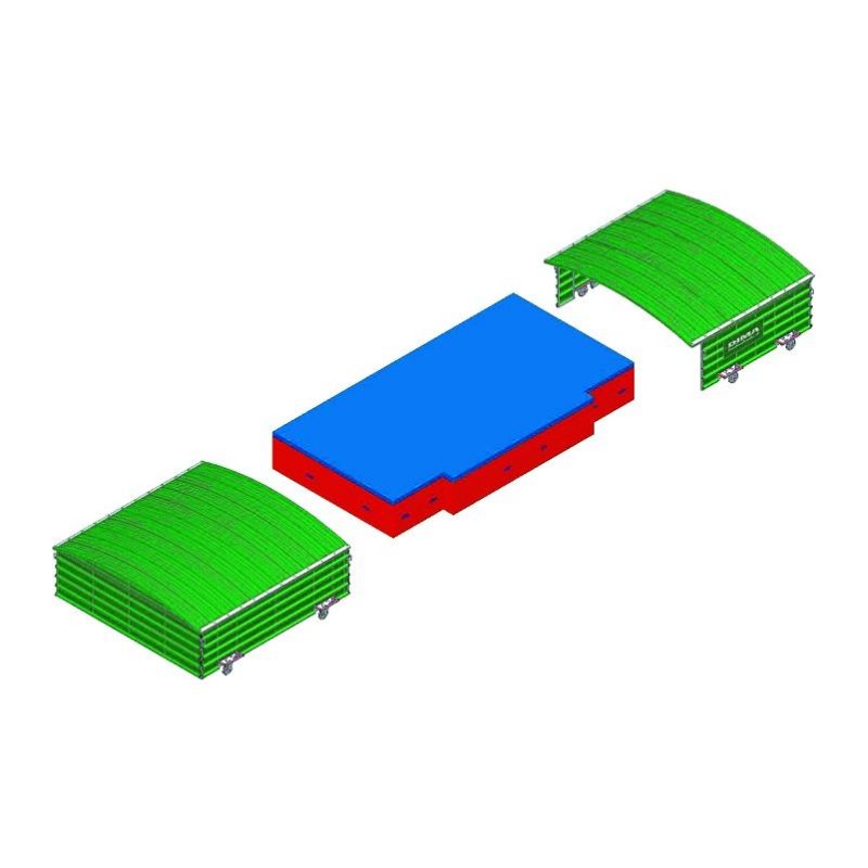Shed on fixed wheels for iaaf challenger high jump landing system 6.50 x 4.80m Shed on fixed wheels for iaaf challenger high jump landing system 6.50 x 4.80m